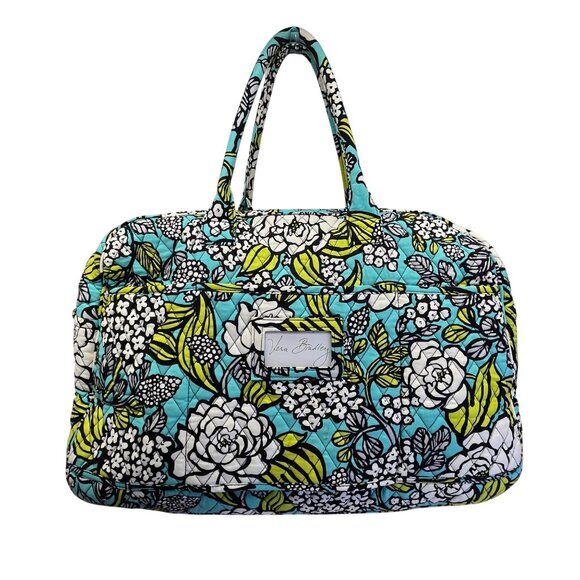 Vera Bradley Women’s Green/Blue/White Floral Quilted With Handles Duffel Bag - N - Picture 1 of 12